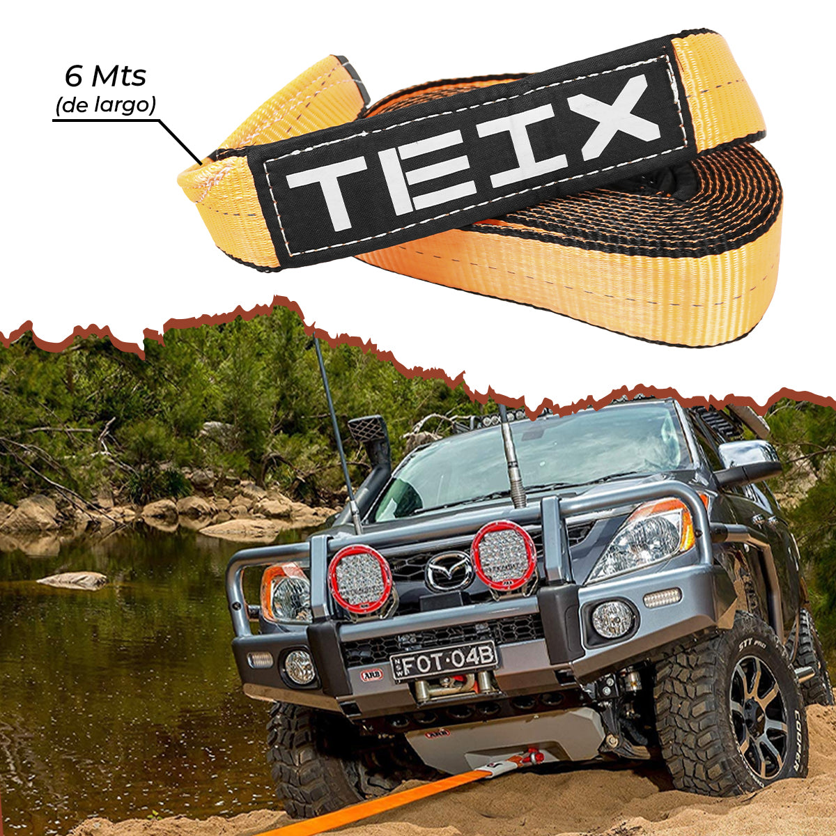 ESLINGA CUERDA DE RECUPERACIÓN 4X4 6 METROS TEIX OFF ROAD