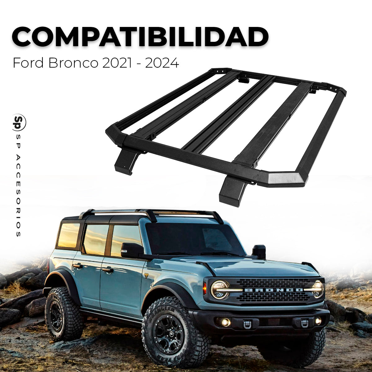CANASTILLA ALUMINIO PORTA EQUIPAJE PARA FORD BRONCO 2021 - 2024