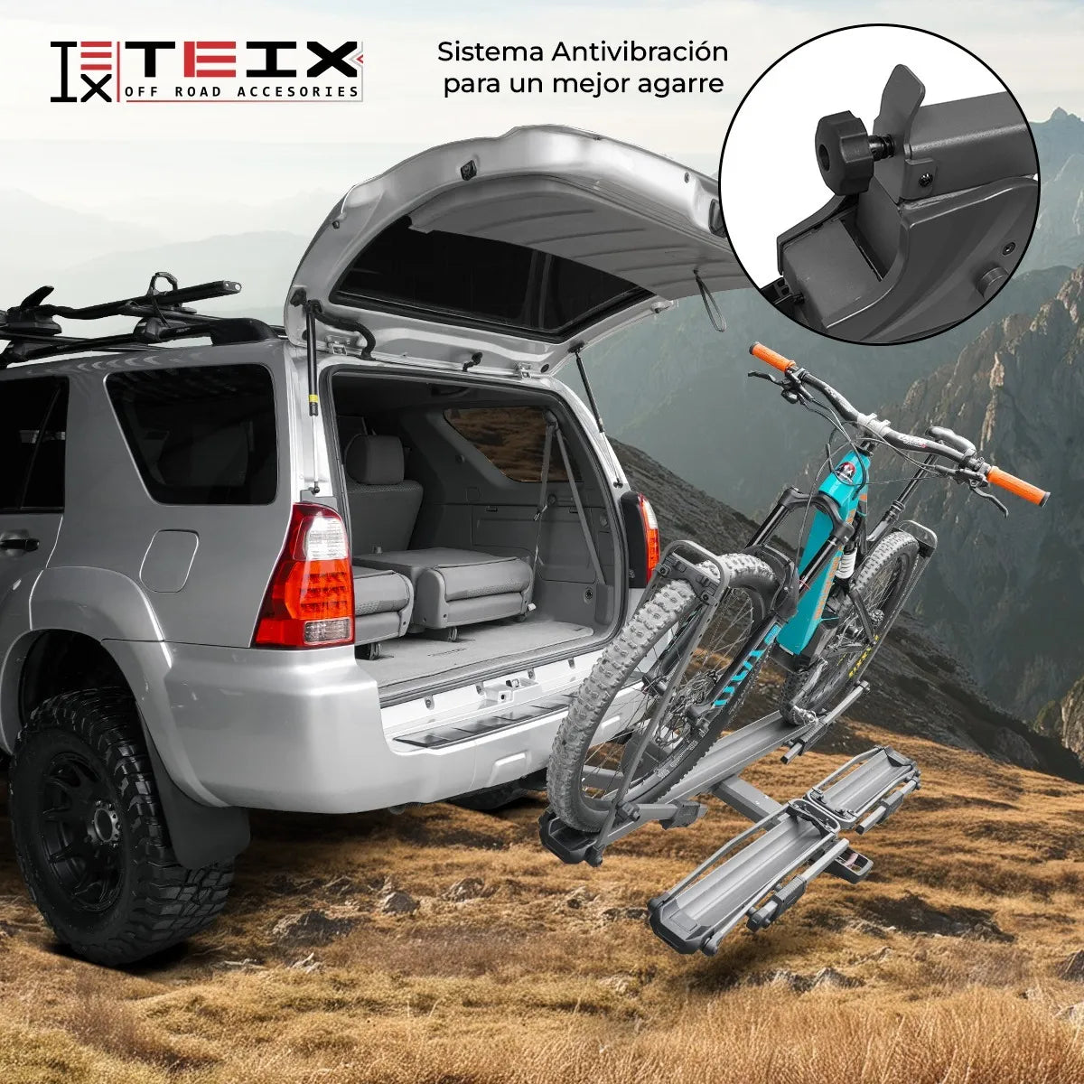 Rack Tiron Porta Bicicletas Helium Para Camionetas Y Suvs Gris Oscuro