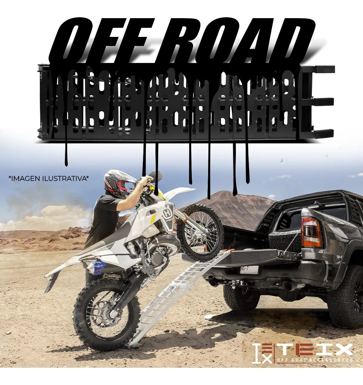 Rampa Plegable Acero Moto Cuatrimoto 800 Kg Carga Max Color