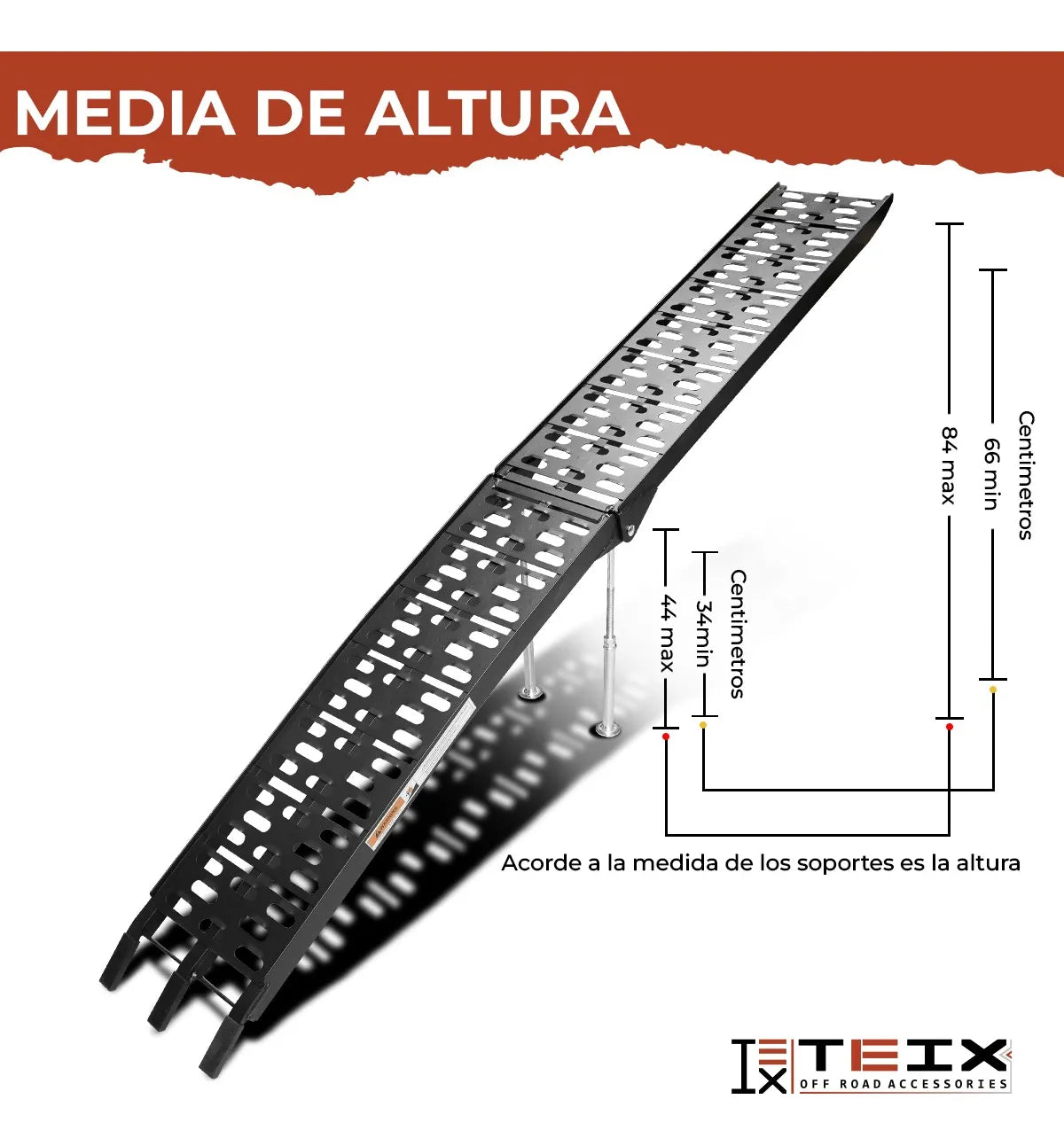 Rampa Plegable Acero Moto Cuatrimoto 800 Kg Carga Max Color