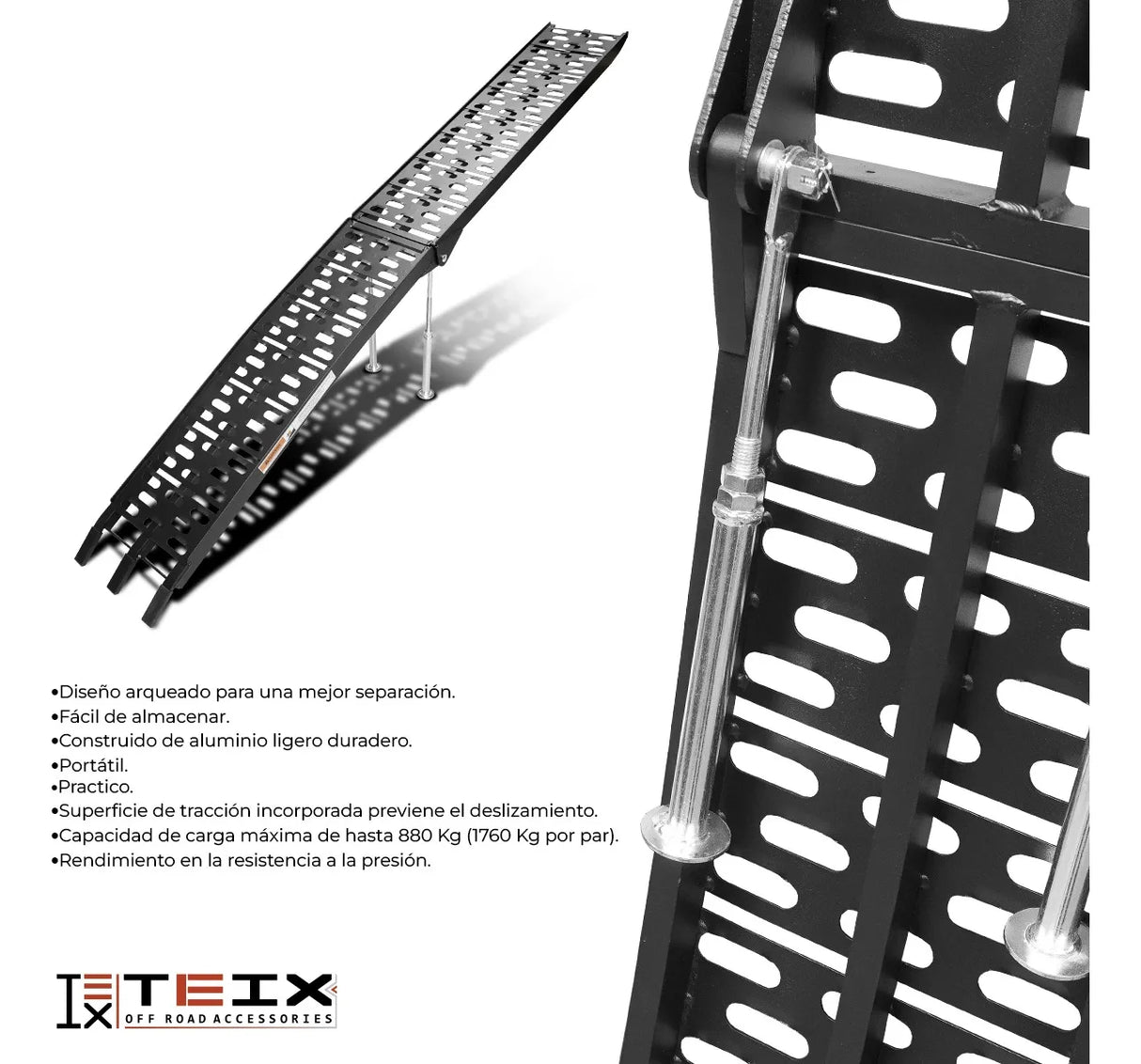 Rampa Plegable Acero Moto Cuatrimoto 800 Kg Carga Max Color