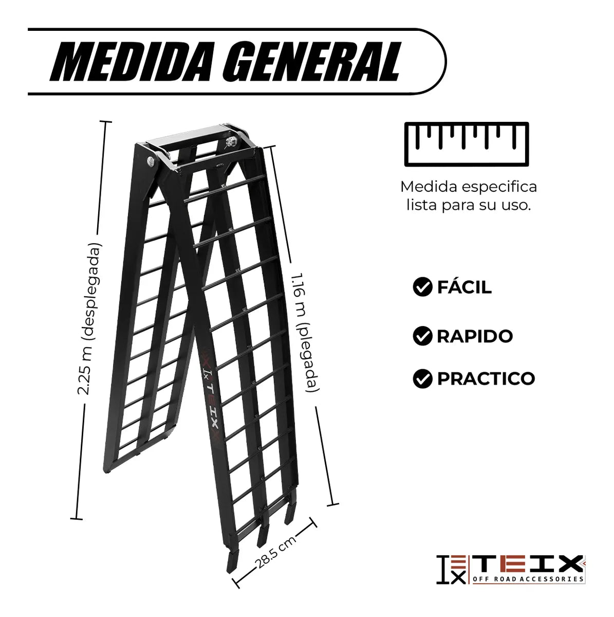 Rampa Aluminio Escalera C/ Soporte Carga Max. 1500lb