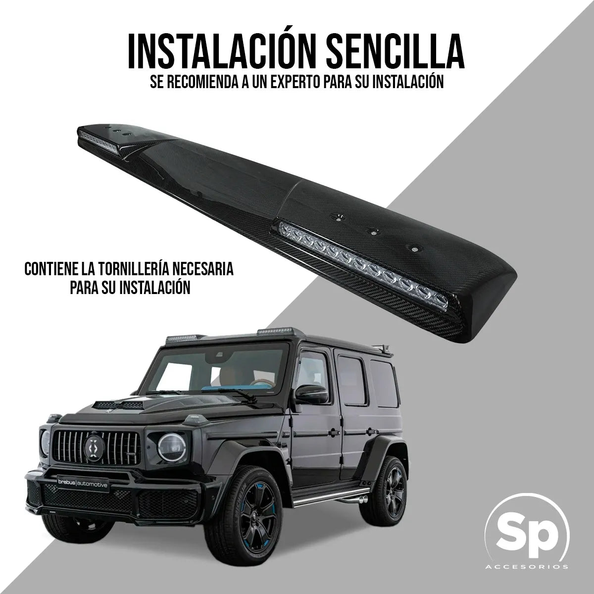 Spoiler Superior Para Techo Con Luz Led Para Amg G63