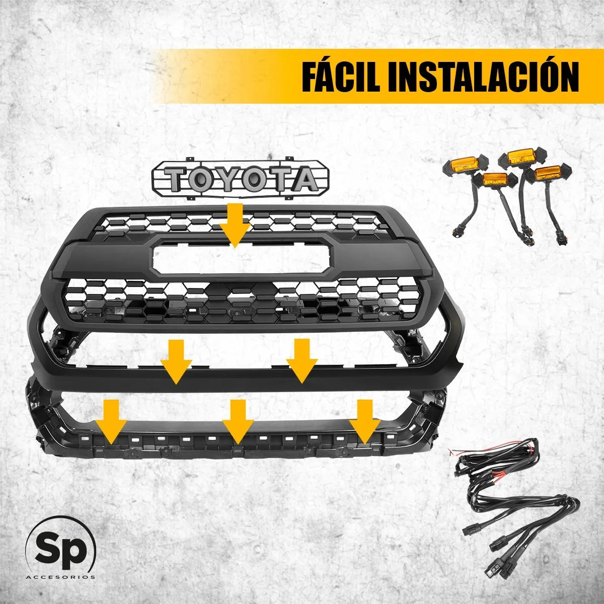 Parrilla Con Led Y Caratula Para Toyota Tacoma 2016-2019