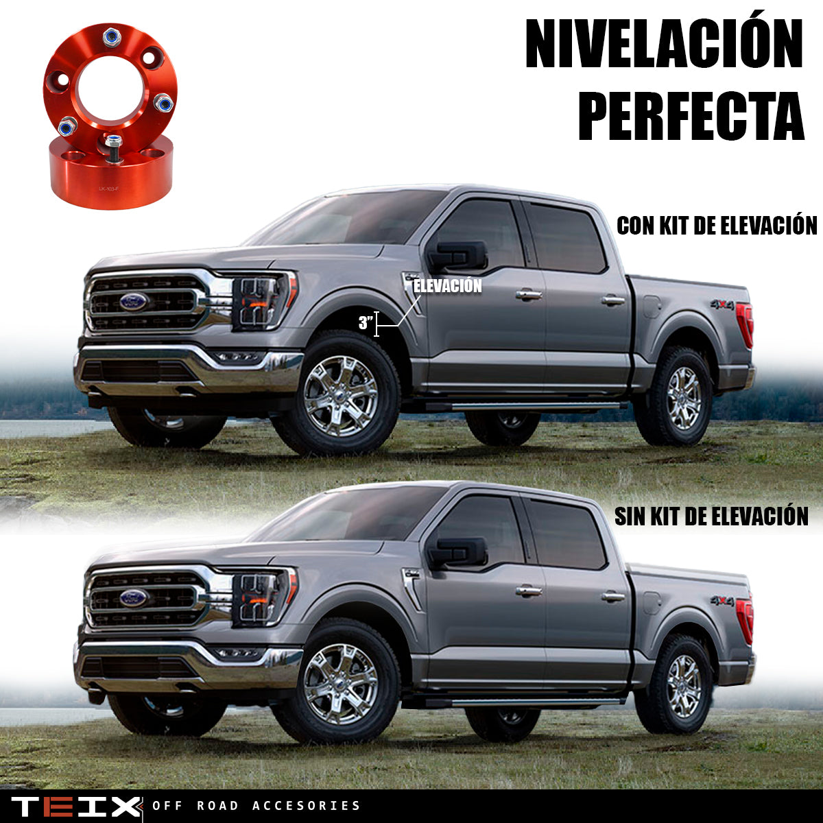 KIT DE ELEVACION TEIX PARA FORD F-150 2004-2019 3 PULG DELANTERO 2WD 4WD