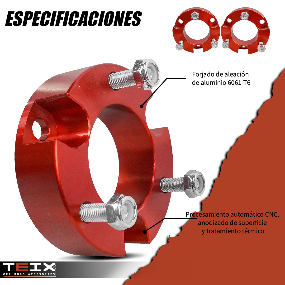 KIT DE ELEVACION TEIX PARA RANGER PX 2012-2016 2 PULG DELANTERO