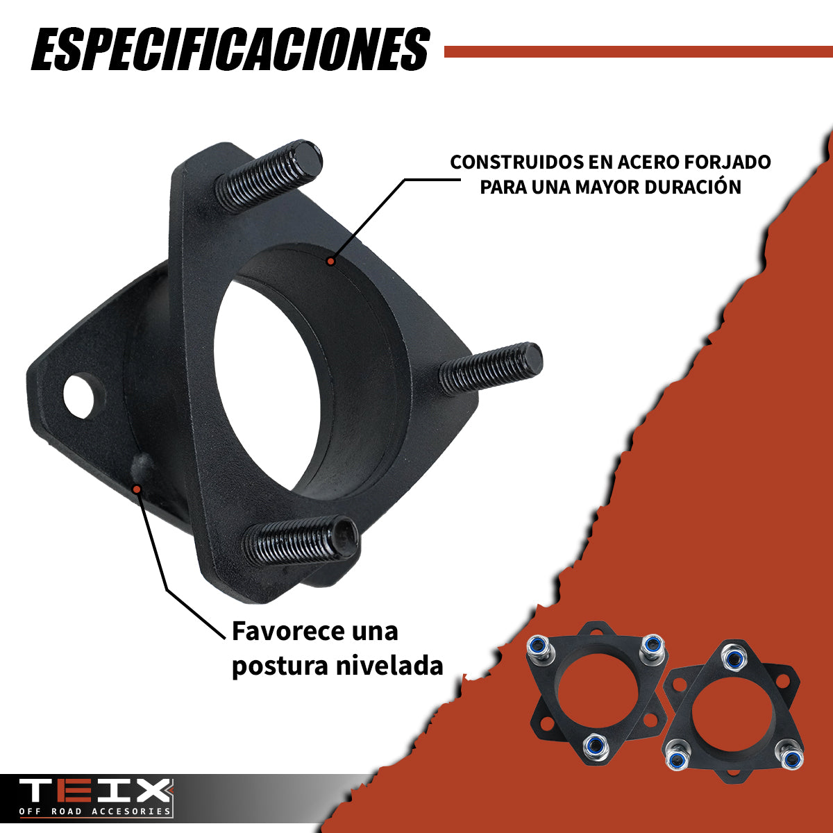 KIT ELEVACION TEIX PARA FORD RANGER 2019+ 2WD 4WD 2.5 PULG DELANTERO