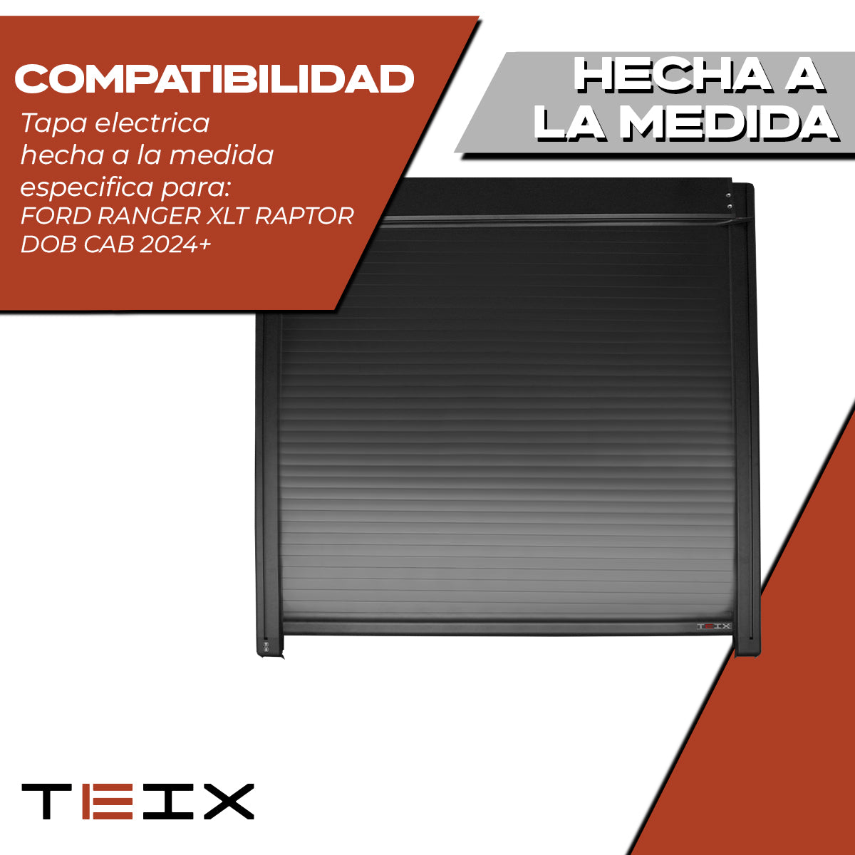 TAPA ELECTRICA POWER- X TEIX FORD RANGER XLT RAPTOR DOB CAB 2024+