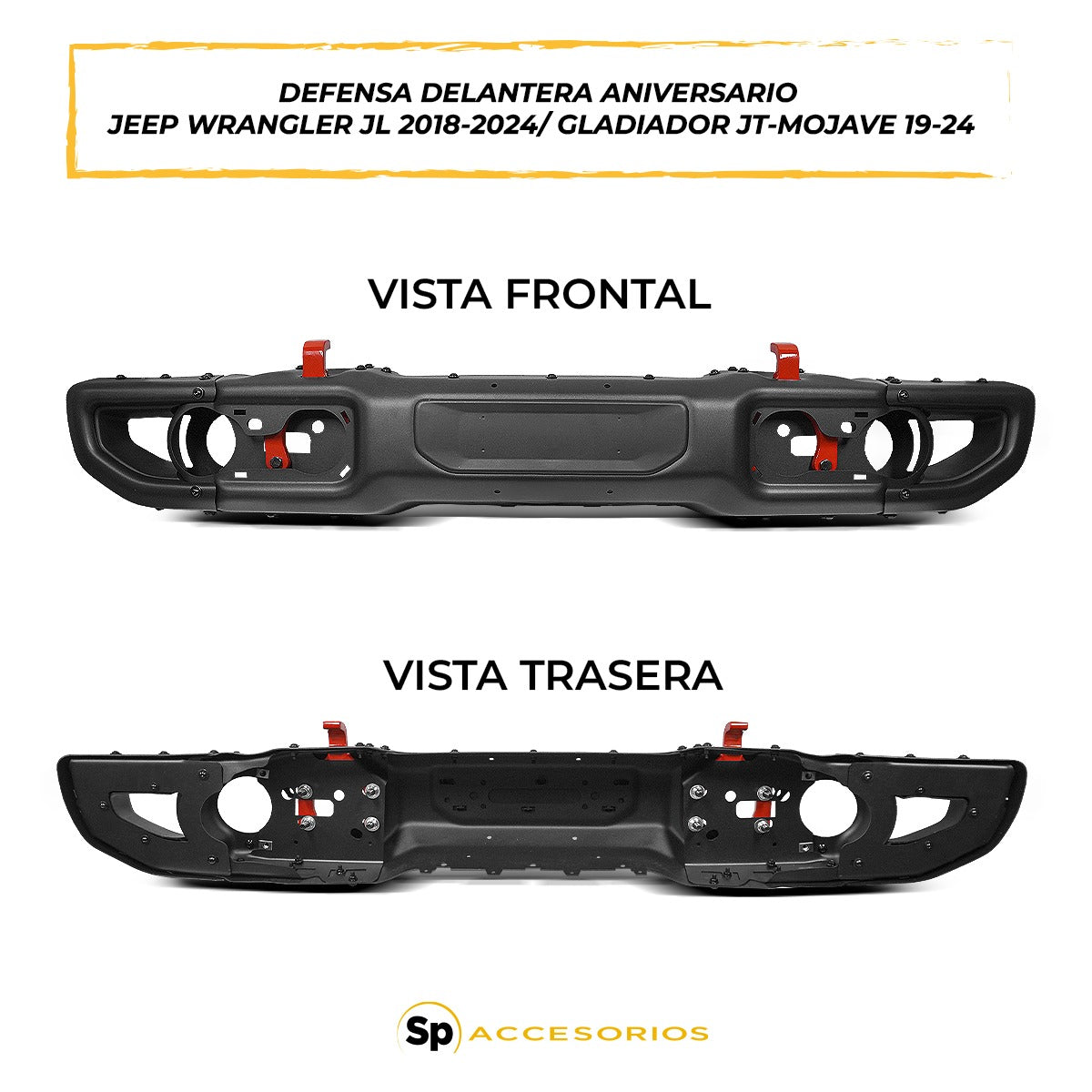 DEFENSA DELANTERA EDICION ANIVERSARIO CON ARCO PARA JEEP WRANGLER JL 2018 - 2024 Y GLADIADOR 2018 - 2024