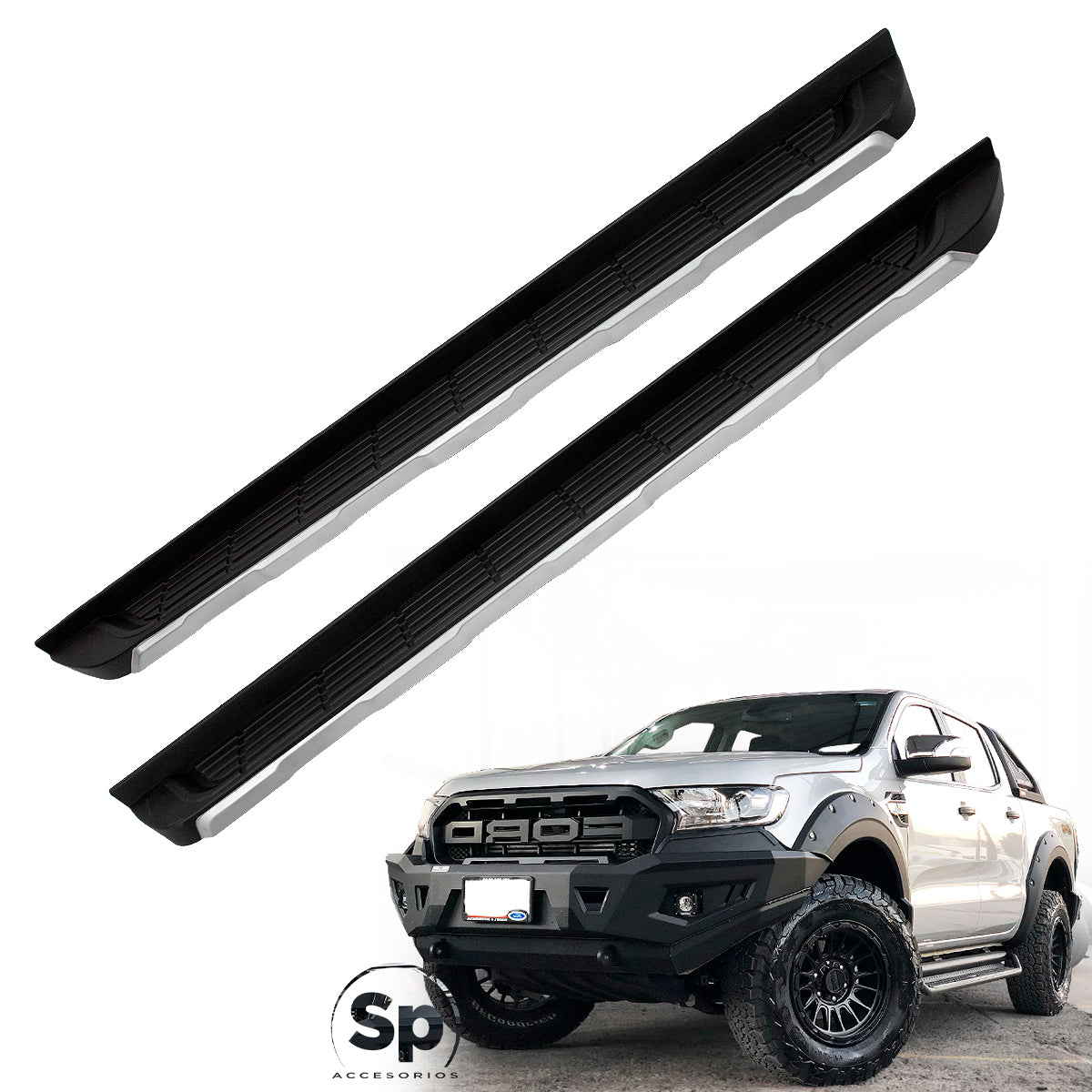 ESTRIBOS LATERALES TIPO ORIGINAL PARA FORD RANGER 2013 A 2022