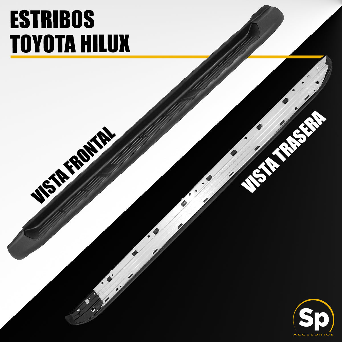 ESTRIBOS LATERALES TIPO OEM PARA TOYOTA HILUX 2016-2023 DOBLE CABINA