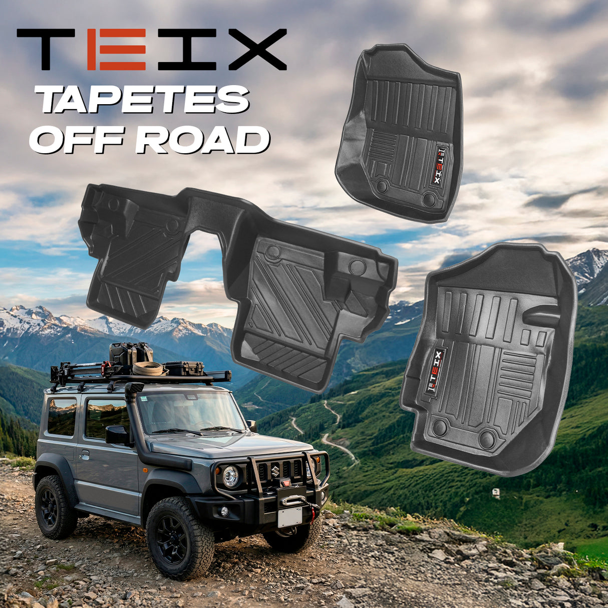 TAPETES DELANTEROS Y TRASEROS ABS USO RUDO TEIX PARA SUZUKI JIMNY 2019 - 2023 ESTANDAR