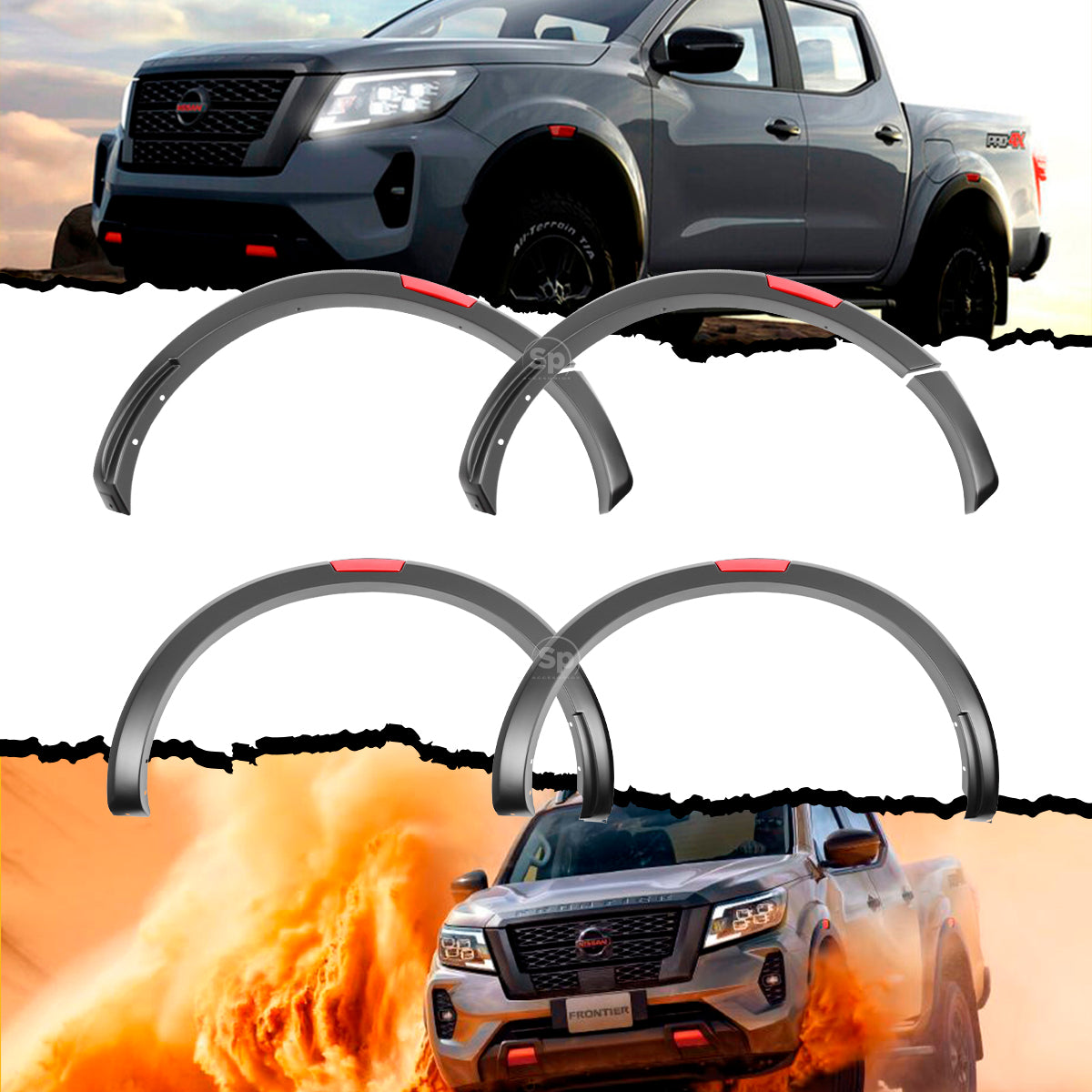 CANTONERAS VISTAS ROJAS PARA NISSAN NP300 FRONTIER 2016 - 2020