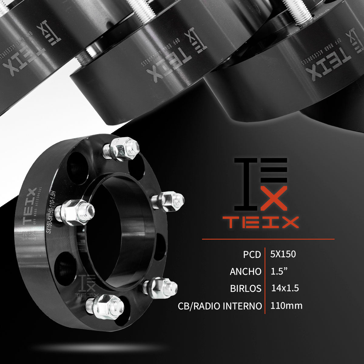 KIT ESPACIADORES TEIX 1.5 PULG PARA TOYOTA TUNDRA 2007-2021 5/150 CB110
