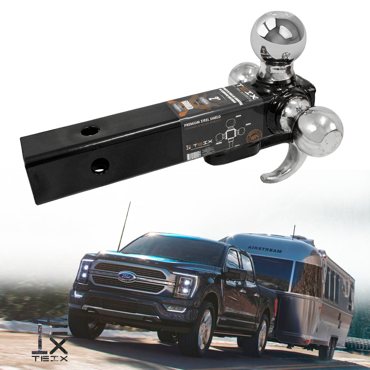 KIT DE ARRASTRE TEIX LENGÜETA CON 3 BOLAS 1-7/8", 2" 2-5/16" DE REMOLQUE Y GANCHO