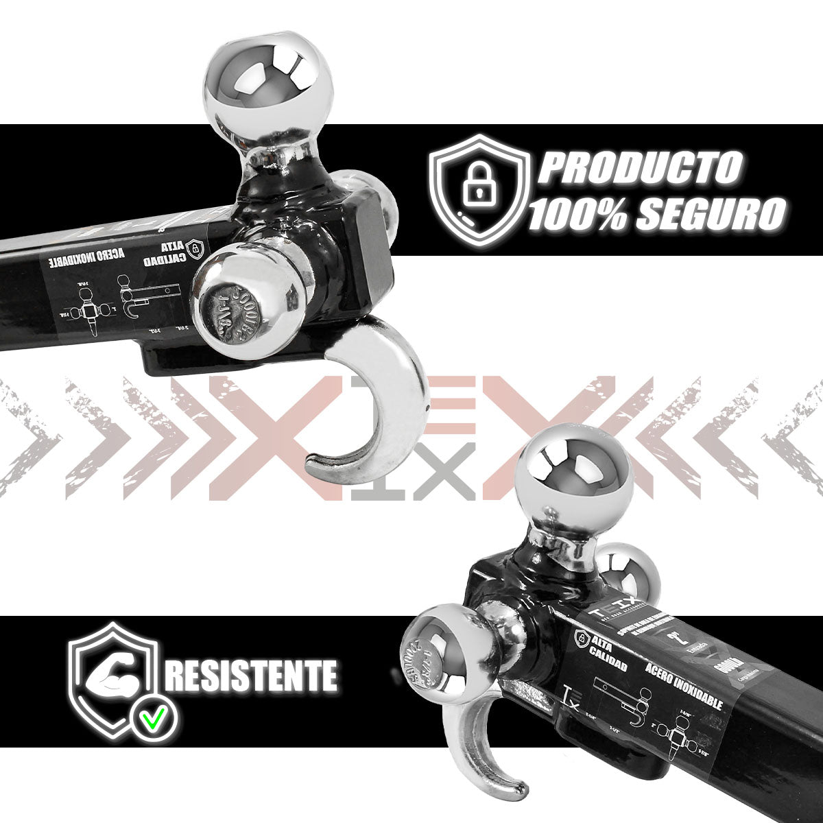 KIT DE ARRASTRE TEIX LENGÜETA CON 3 BOLAS 1-7/8", 2" 2-5/16" DE REMOLQUE Y GANCHO