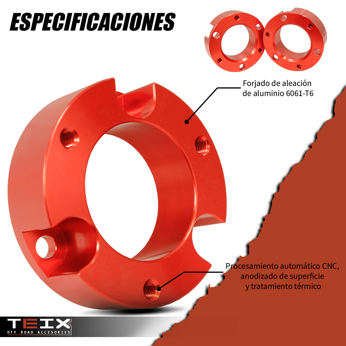 KIT DE NIVELACIÓN ELEVACIÓN DE 3 PULGADAS TEIX OFF ROAD PARA TOYOTA TACOMA Y TOYOTA HILUX 2005 - 2023