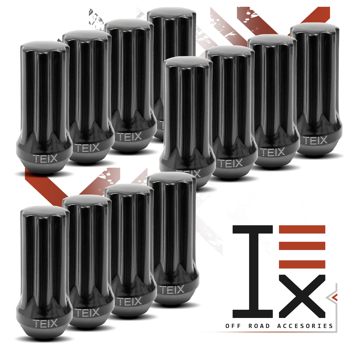 TUERCAS BIRLOS 14X1.5 24PZ SEGURIDAD TEIX OFF ROAD NEGROS