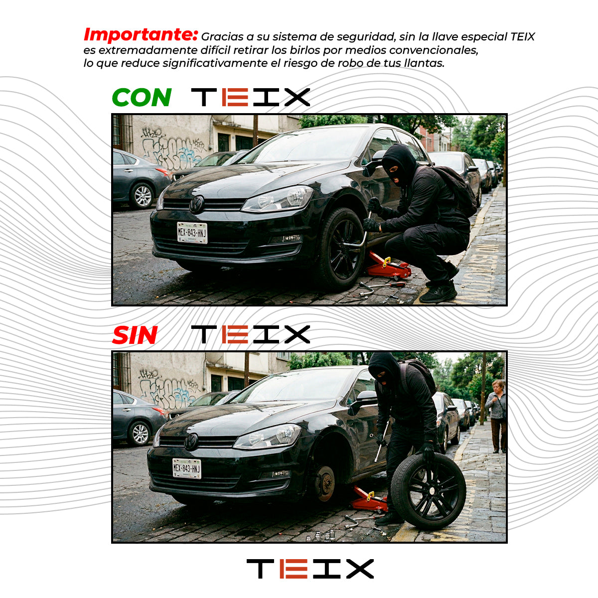 TUERCAS BIRLOS 14X1.5 24PZ SEGURIDAD TEIX OFF ROAD NEGROS