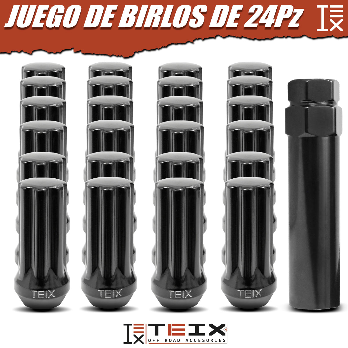TUERCA LARGA RIN NEGRA BIRLOS SEGURIDAD TEIX M 14X2 24PZ
