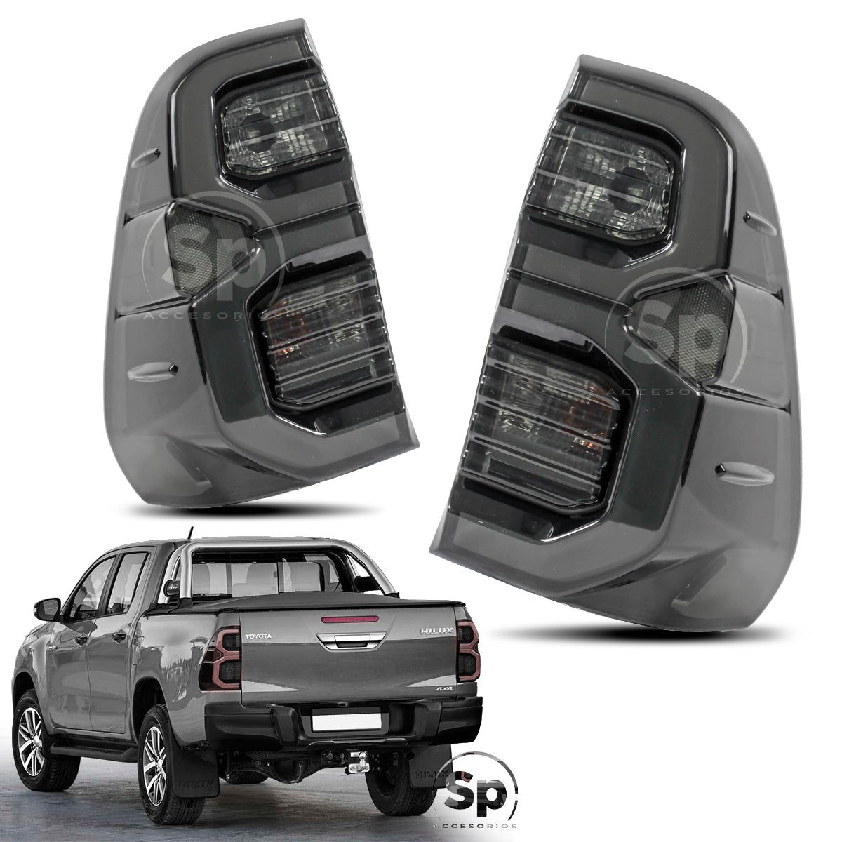CALAVERAS TRASERAS LED PARA TOYOTA HILUX 2016-2023 HUMO