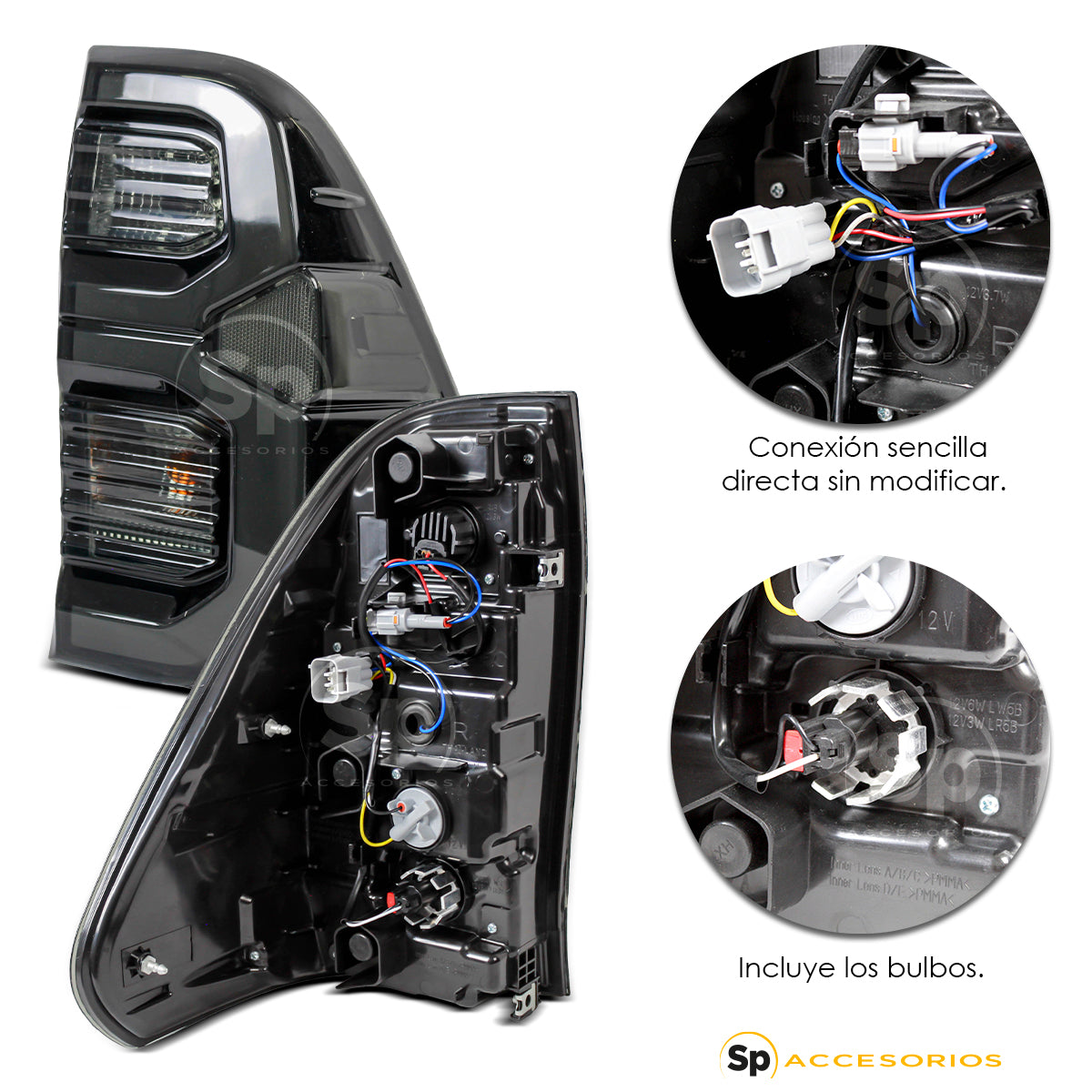 CALAVERAS TRASERAS LED PARA TOYOTA HILUX 2016-2023 HUMO