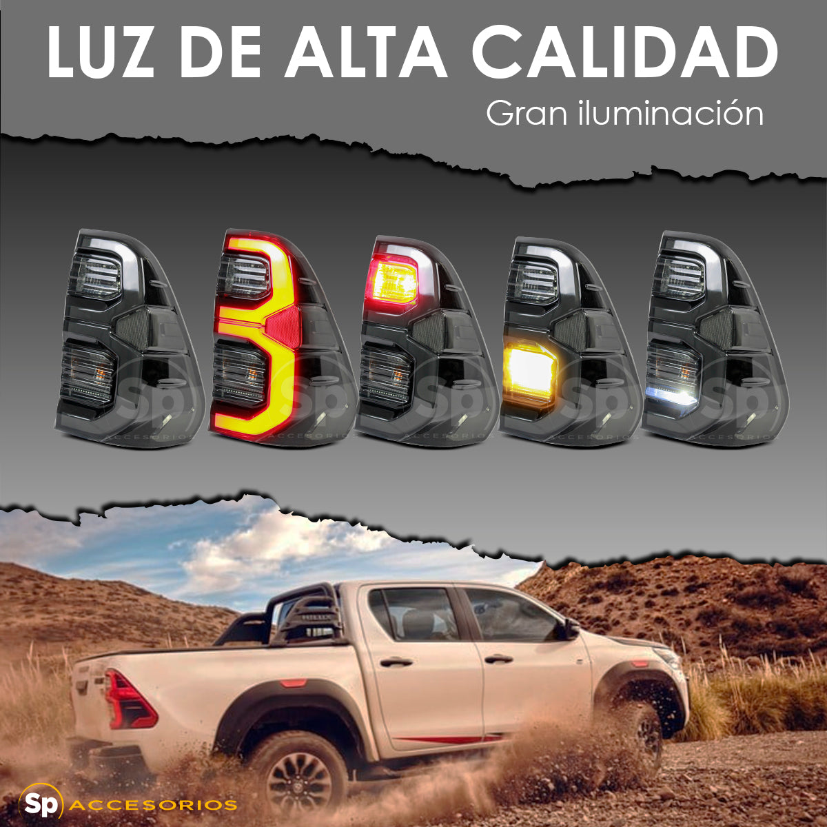 CALAVERAS TRASERAS LED PARA TOYOTA HILUX 2016-2023 HUMO