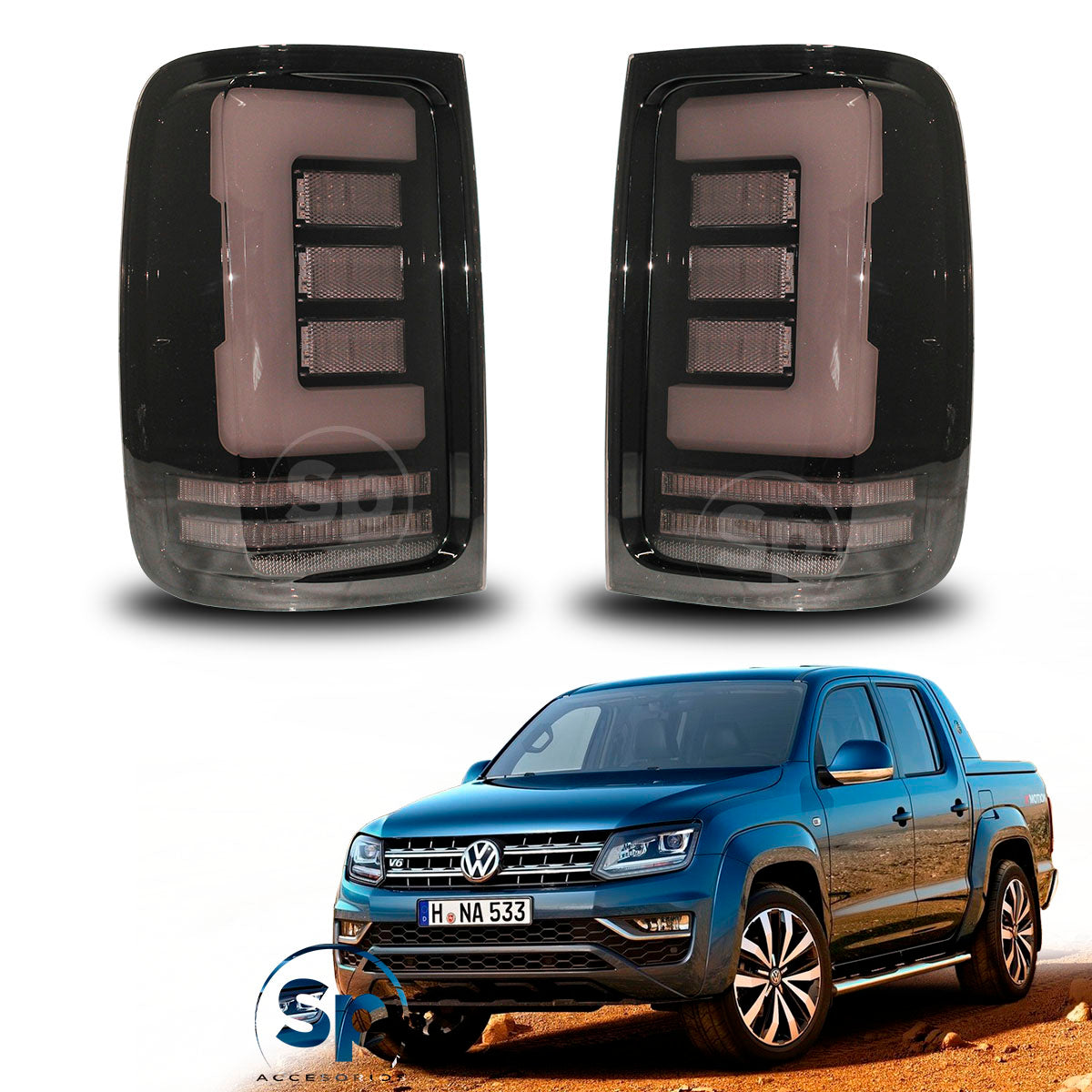 PAR CALAVERAS TRASERAS LED HUMO PARA VOLKSWAGEN AMAROK 2011 - 2020