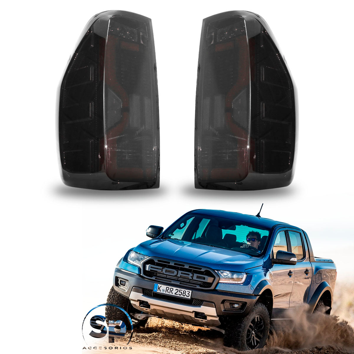 PAR CALAVERAS TRASERAS LED PARA FORD RANGER 2012 - 2022