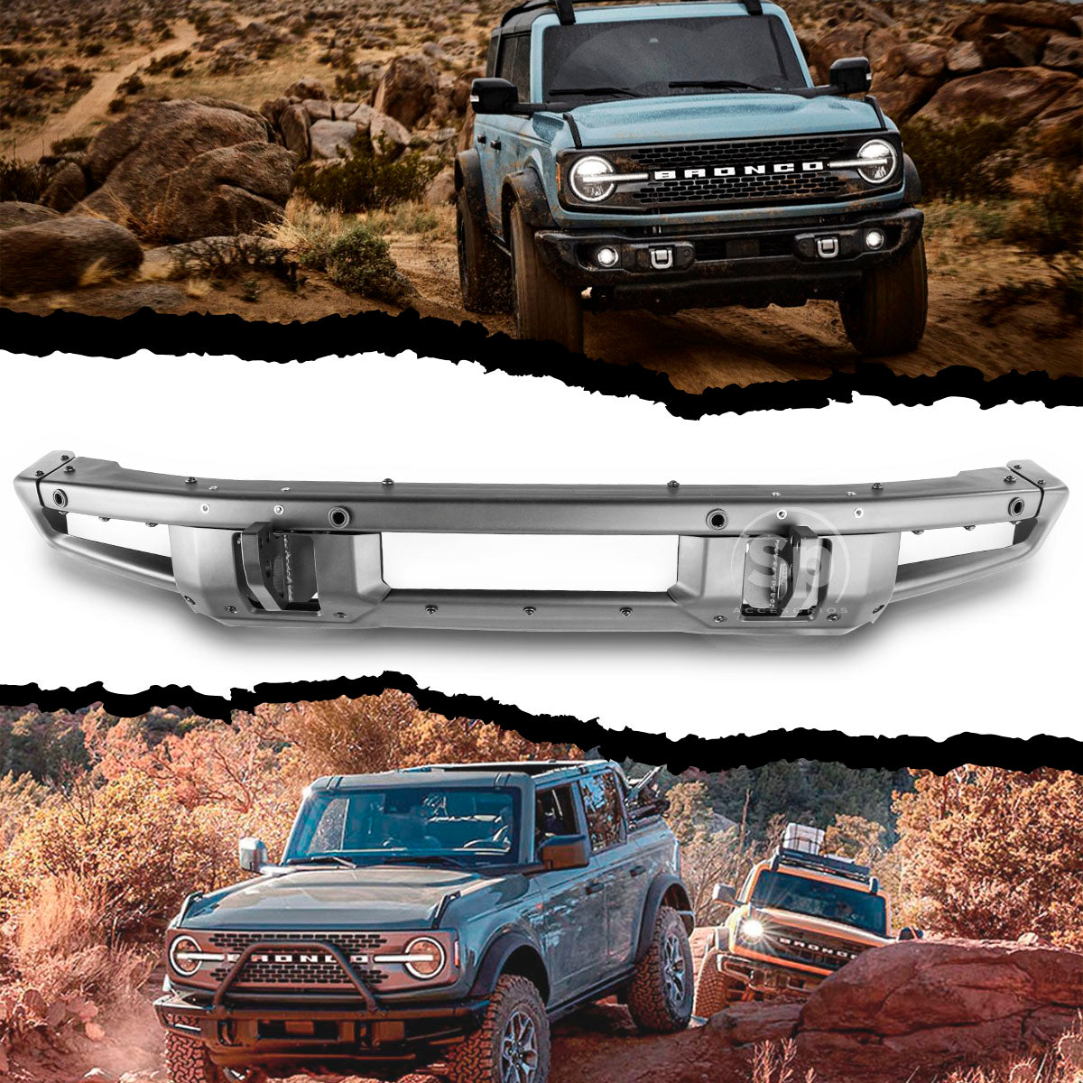 DEFENSA DELANTERA ACERO PARA FORD BRONCO 2021 A 2023+