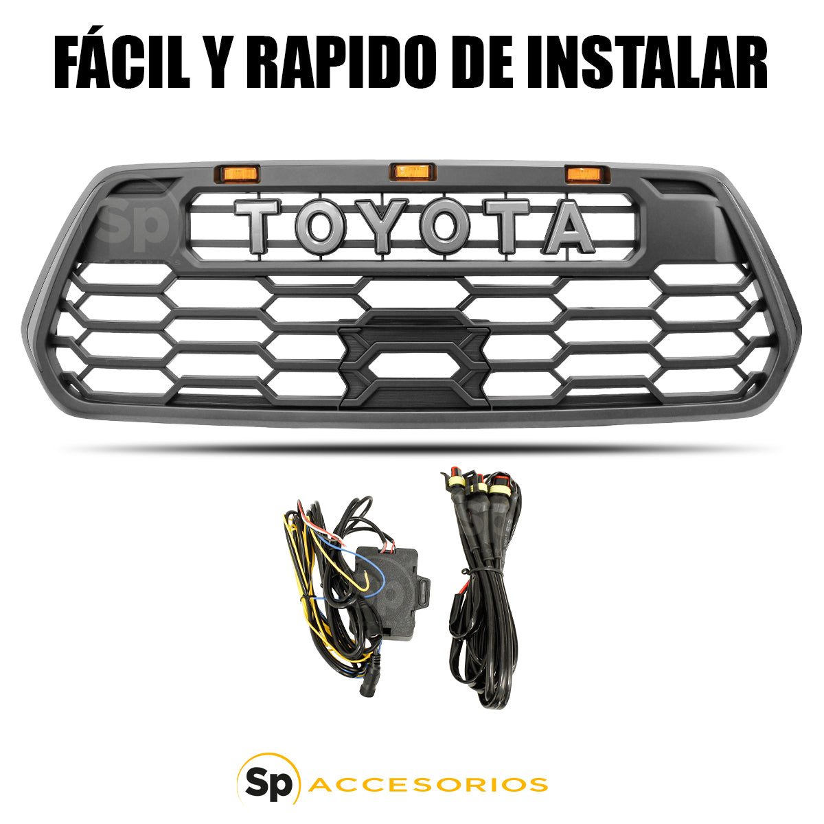 PARRILLA FRONTAL PARA TOYOTA TACOMA 2016 - 2023 TIPO TRD CON LED