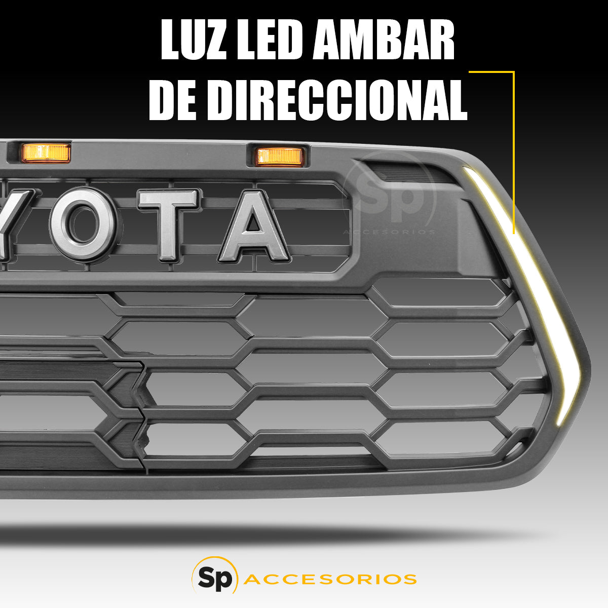 PARRILLA FRONTAL PARA TOYOTA TACOMA 2016 - 2023 TIPO TRD CON LED