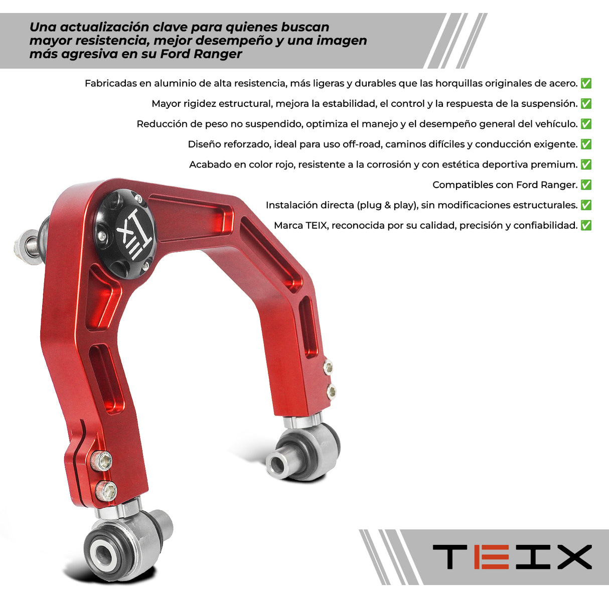 PAR DE HORQUILLAS TEIX T9 ROJAS/ FORD RANGER T9 2024 /2026