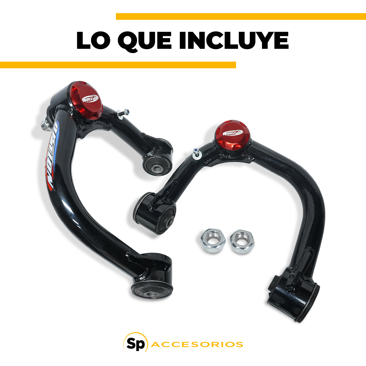 PAR DE HORQUILLAS SUPERIORES AJUSTABLES NEGRAS-OPTION/ TOYOTA TACOMA 2005-2023