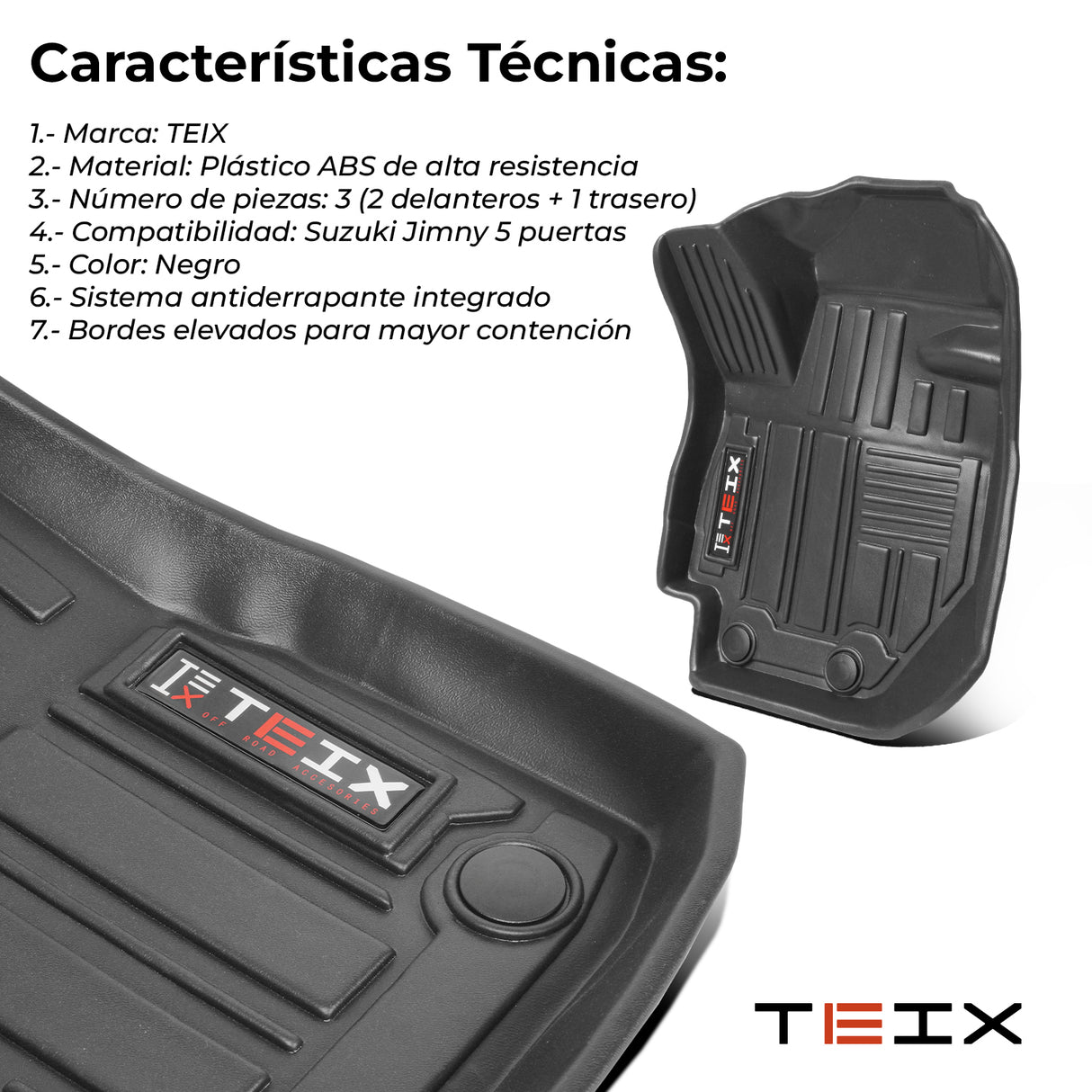 TAPETES PARA SUZUKI JIMNY 2024-2026 5 PUERTAS AUTOMATICO 2 DEL 1 TRA