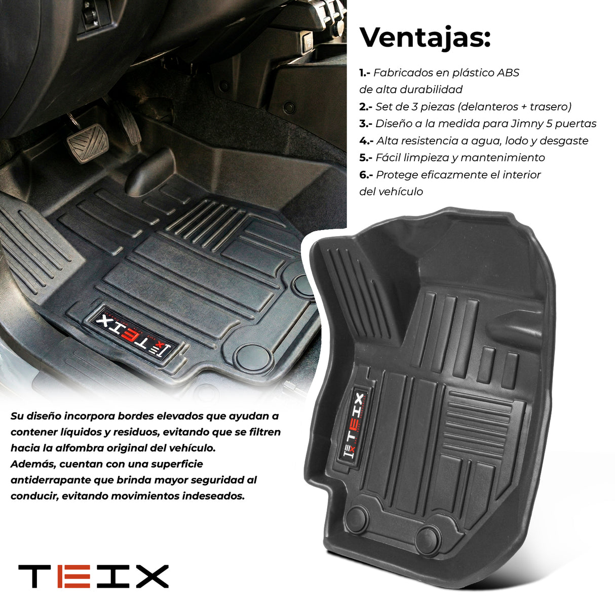 TAPETES PARA SUZUKI JIMNY 2024-2026 5 PUERTAS AUTOMATICO 2 DEL 1 TRA