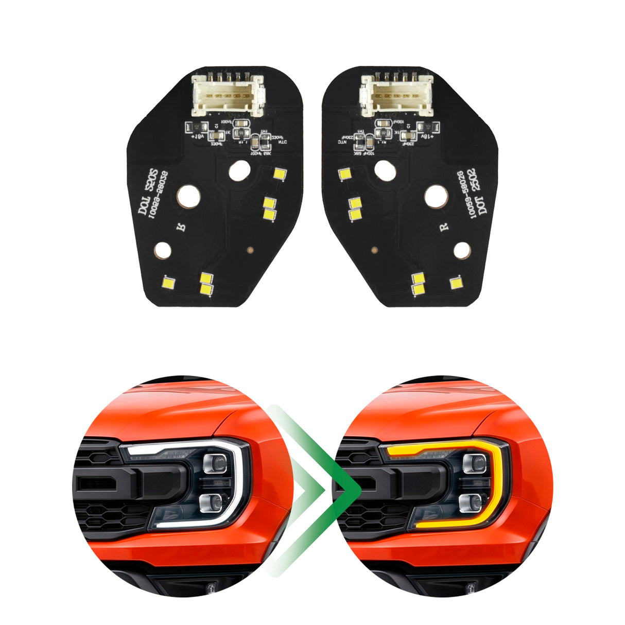 MODULO CHIP PARA FAROS PRINCIPALES FORD RANGER RAPTOR 23/2026 DE BLANCO DRL A AMBAR