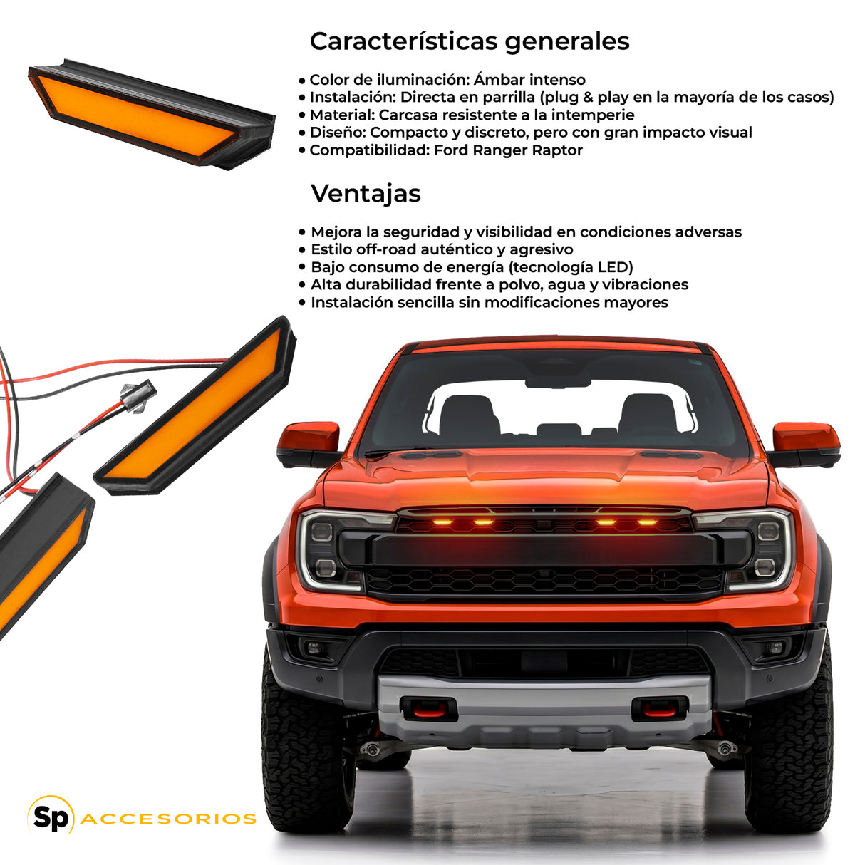 LED PARA PARRILLA FORD RANGER RAPTOR 2023+ PLUG AND PLAY