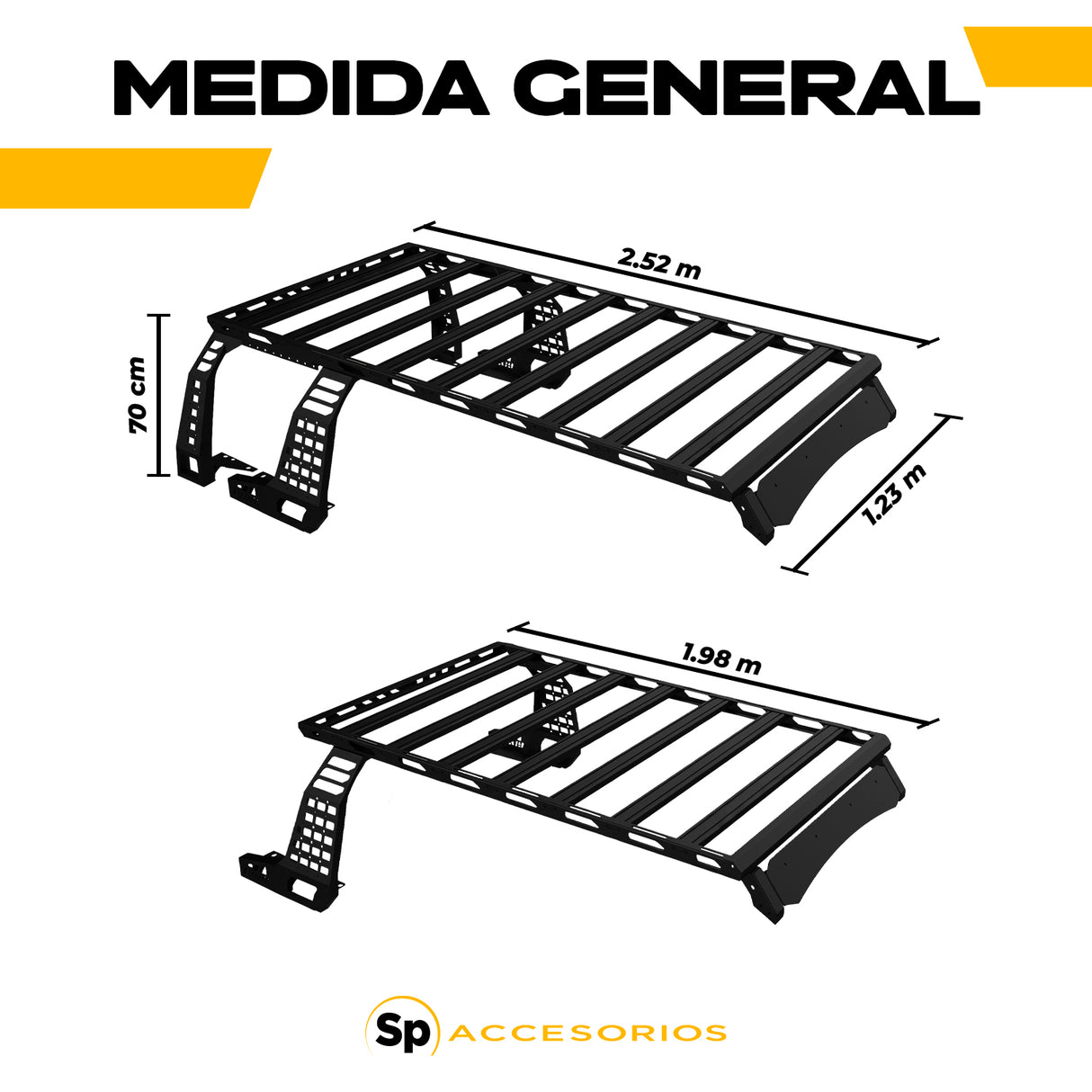 CANASTILLA PORTA EQUIPAJE PARA FORD BRONCO 4 PUERTAS 2021+ CON LATERALES
