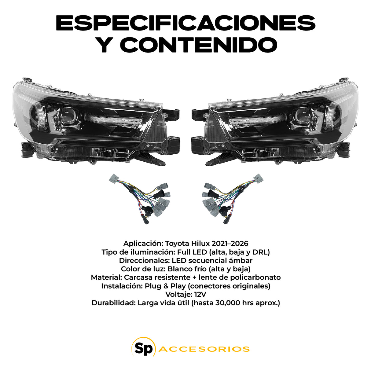 FAROS PRINCIPALES TOYOTA HILUX 2021/2026 LED SECUENCIAL