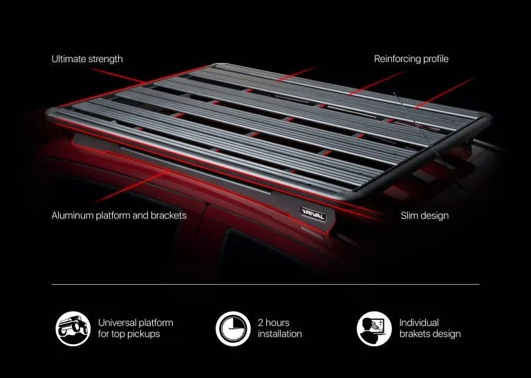 Rack de techo Rival 4x4 Toyota Hilux 2016/2025 sin deflector