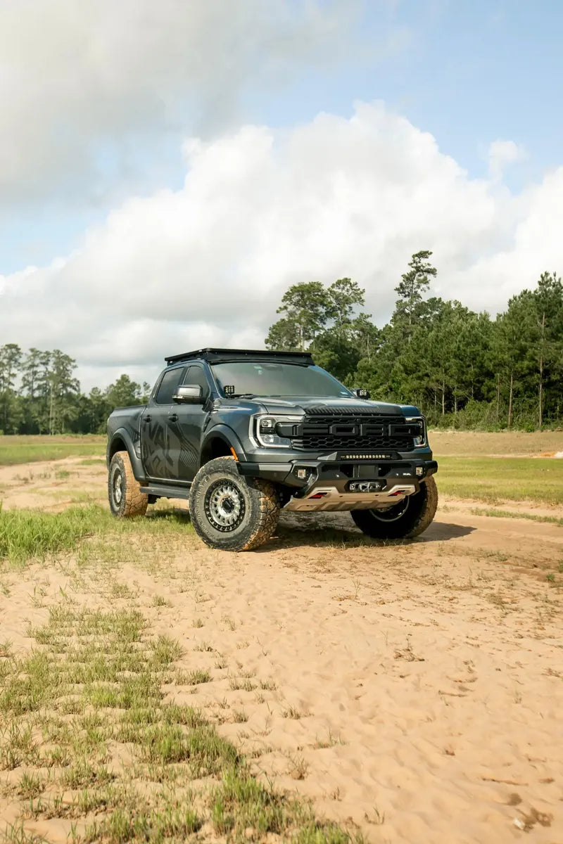 DEFENSA DELANTERA DE ALUMINIO CON PORTA WINCH RIVAL OFF ROAD SIN LED PARA RANGER RAPTOR 2022-2026