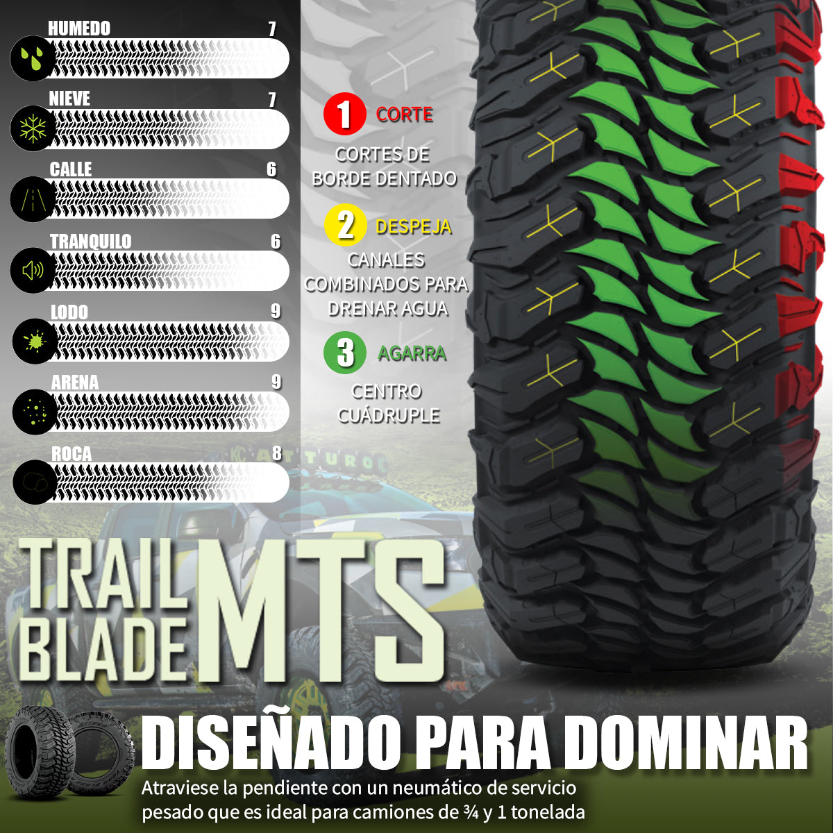 LLANTA ATTURO TIRES TRAIL BLADE MTS LT285/55R22 124/121Q 10 PR