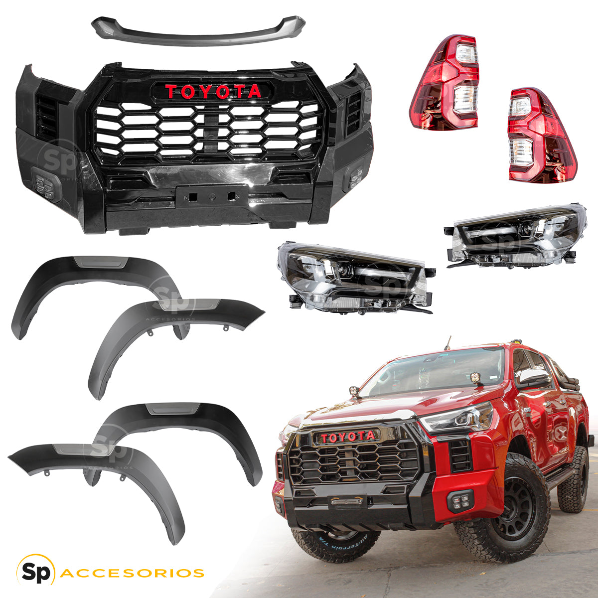 BODY KIT TOYOTA HILUX REVO 2016-2023 CONVERSION A TOYOTA TUNDRA 2023 LINEA NUEVA