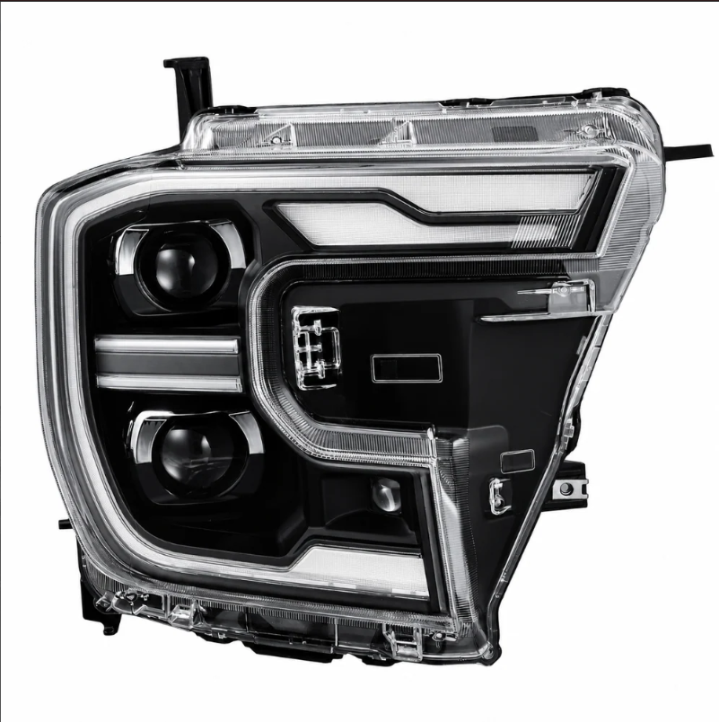 PAR DE FAROS DELANTEROS LED NEGROS ALPHAREX SERIE LUXX /CON LUZ ACTIVA/SEÑAL SECUENCIAL /FUNCION DE CAMBIO DE COLOR/ PARA FORD RANGER 2024/2026