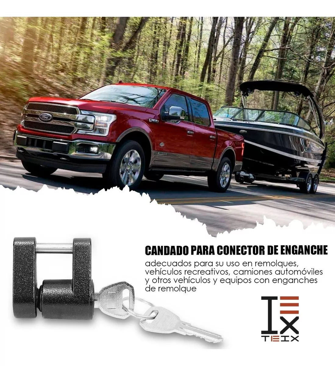 PASADOR PARA JALON TIRON HITCH COPLE DE REMOLQUE CON LLAVE UNIVERSAL