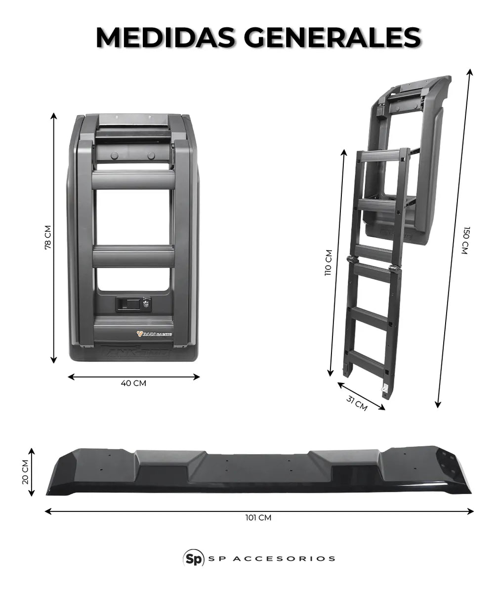 CANASTILLA PORTA EQUIPAJE CON ESCALERA TANK 300