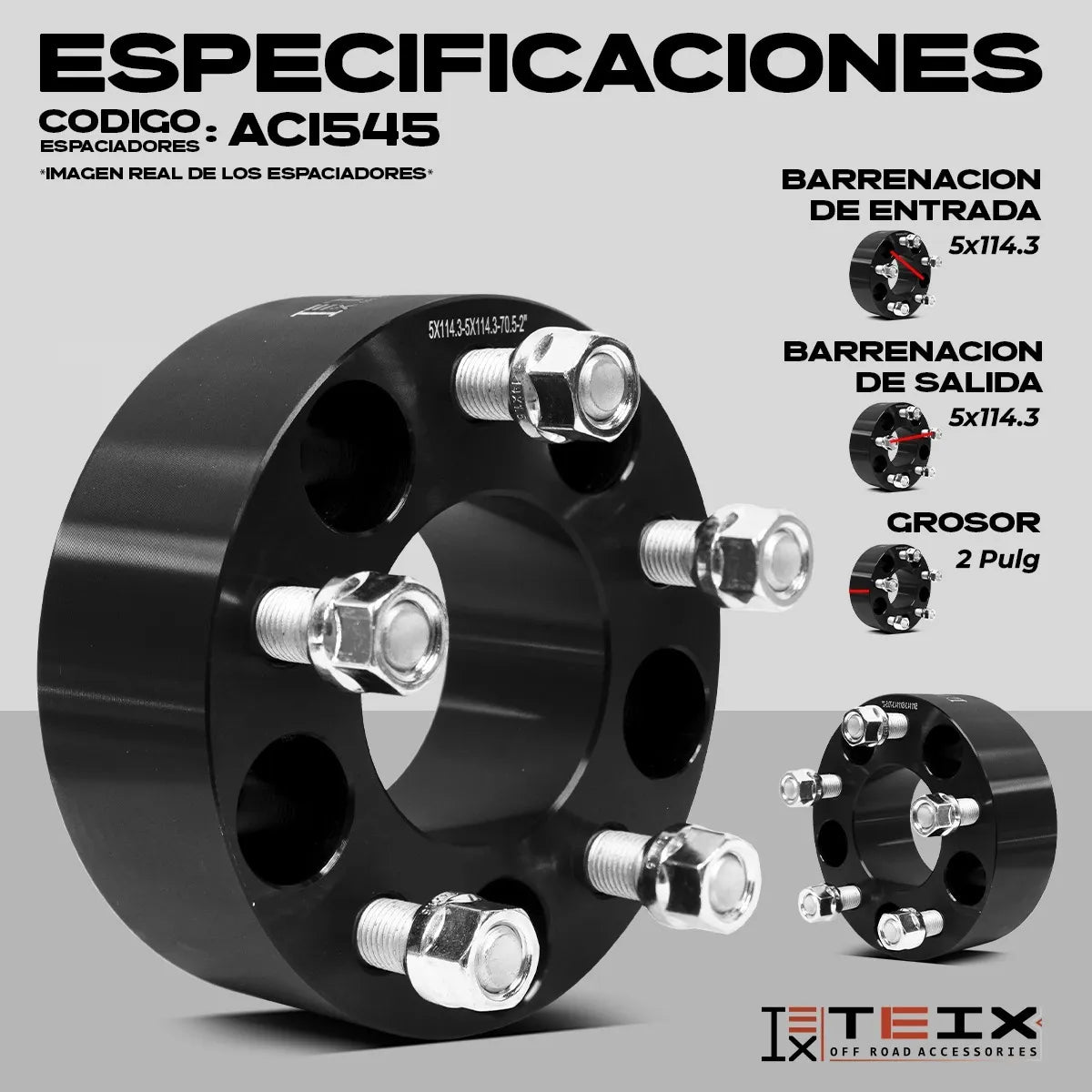 Espaciadores Rines 5x114.3 2 70.5mm 14x1.5