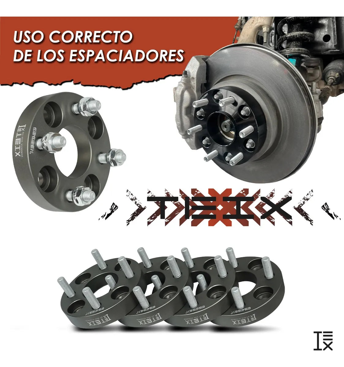 Separadores 4x100 Teix 1 Gris 60.1 12x1.5 Clio 90-98